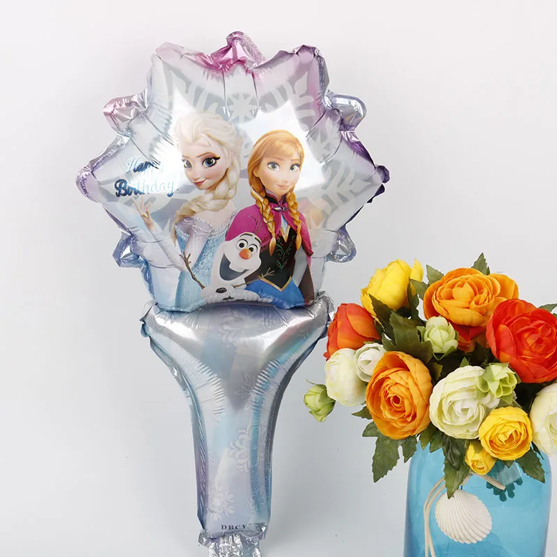 HS01403 flower elsa 5 шт. вечерние украшения с Минни Маус воздушные шарики из фольги на палочке Дисней принцессы ручные воздушные шары для детского душа мальчик девочка Микки игрушки - Цвет: HS01403 flower elsa