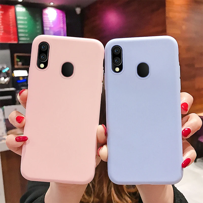 Ультра тонкие однотонные Цвет чехол для samsung Galaxy A10 A10E A20 A20E A30 A40 A50 A60 A70 M10 M20 M30 M40 Мягкий ТПУ чехол для телефона чехол s