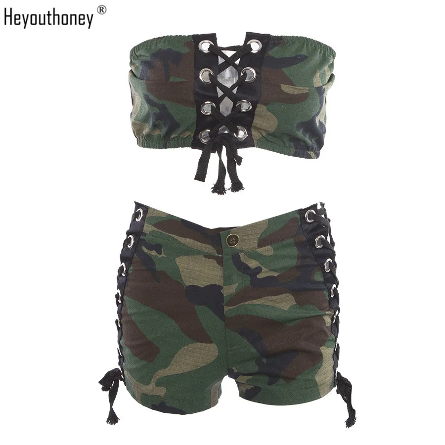 Heyouthoney denim camo без рукавов с открытыми плечами крест на шнуровке повязки бретелях