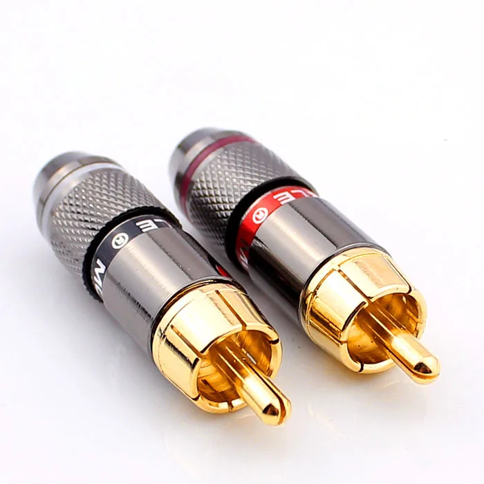 Hifi 8 шт. RCA штекер позолоченный 6 мм Мужской Двойной самоблокирующийся Лотос провода разъемы аудио адаптер