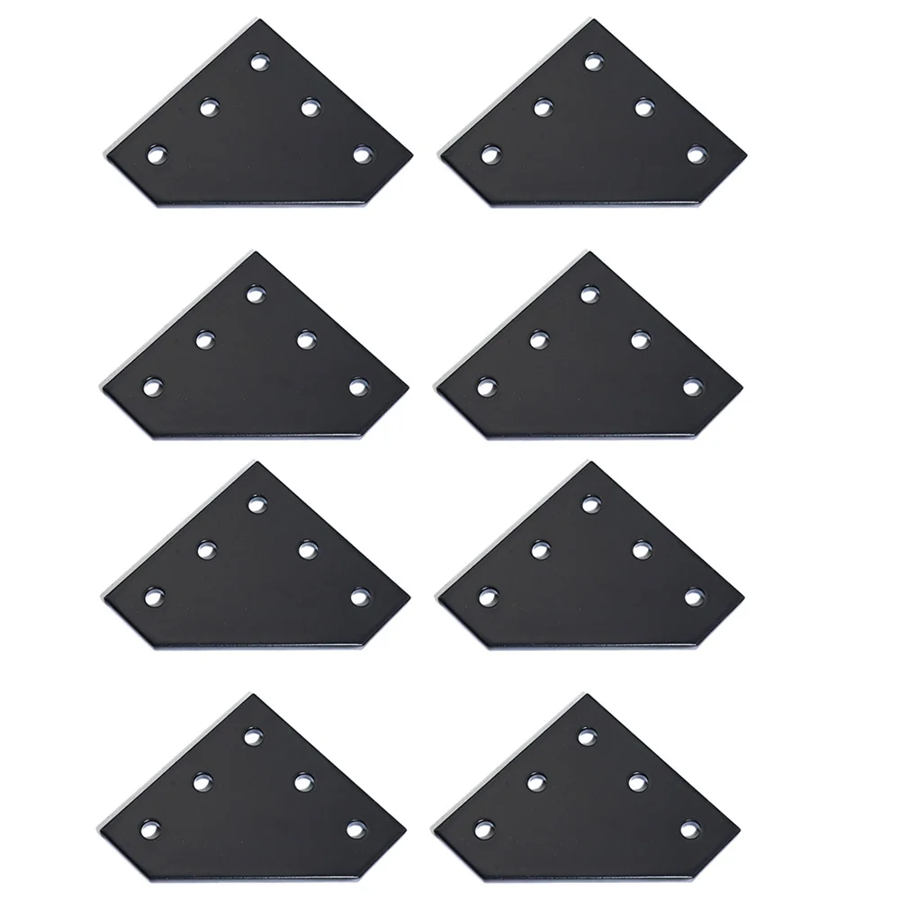 Black x 8PCS 12 шт. 5 отверстий 90 градусов шарнирная доска пластина угловой кронштейн Соединительная полоса для алюминиевый профиль 3d принтер рамка - Цвет: Black x 8PCS