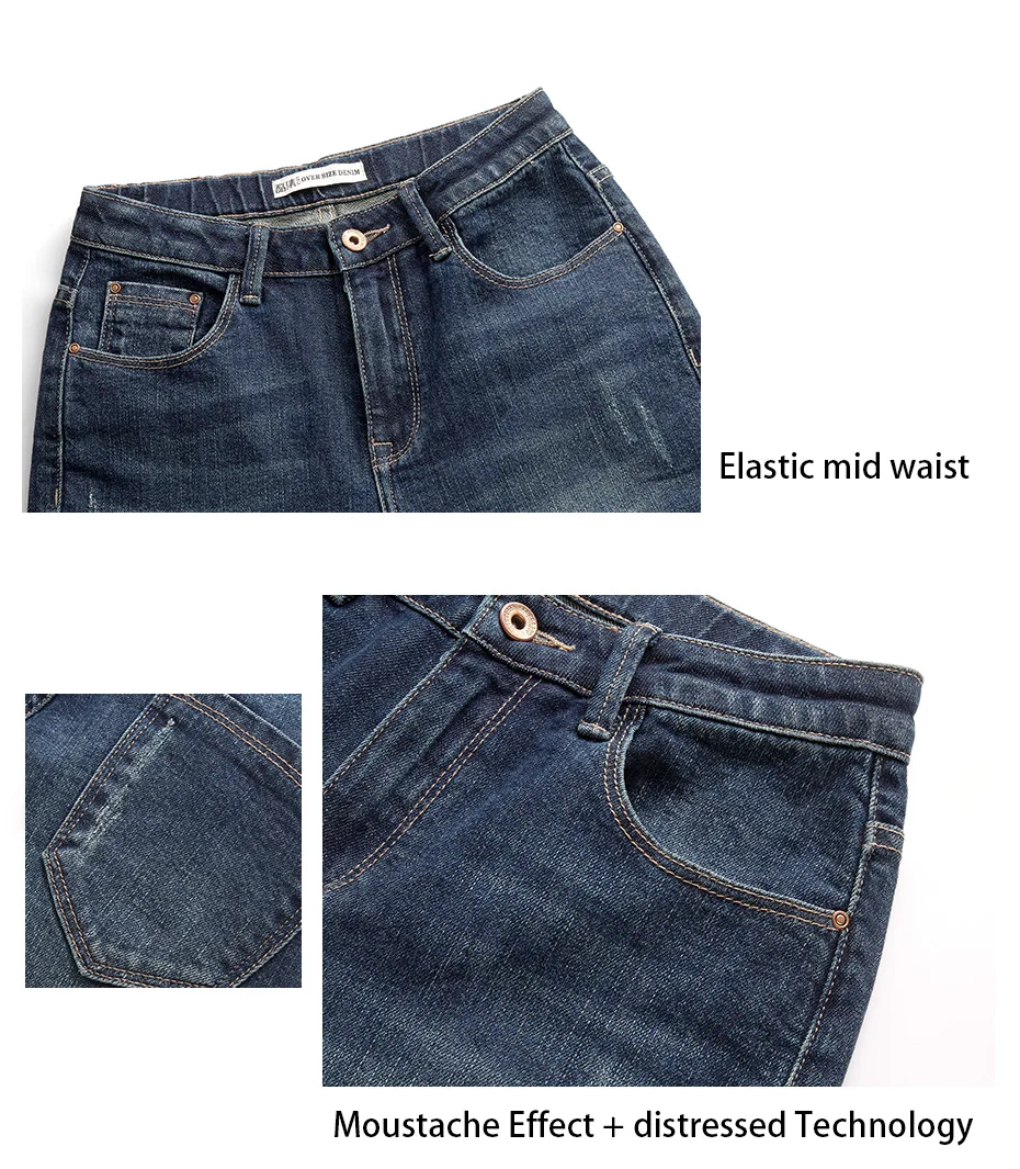 Женские прямые джинсы LEIJIJEANS, джинсы полной длины, со средней посадкой, "рваные" с эффектом потертости "усы", большие размеры, весна