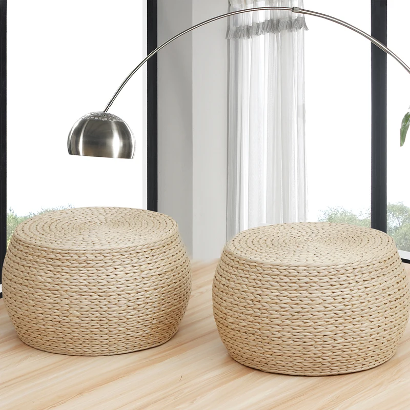 Круглые напольные подушки в виде травы Раш японская медитация футон утолщенная