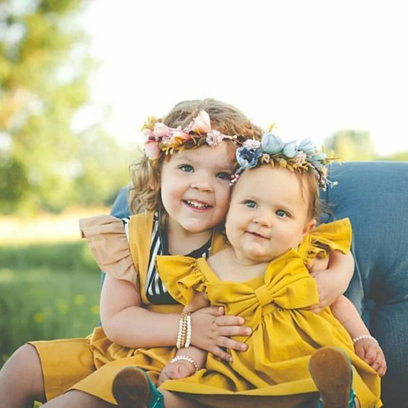 Платье для маленьких девочек с галстуком-бабочкой Летние вечерние платья