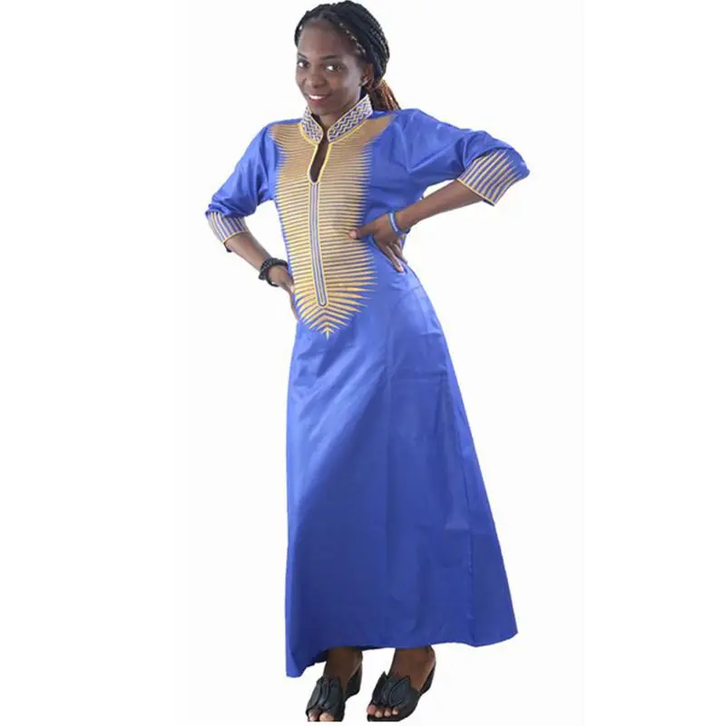 Новинка 2017 года Африка Летняя мода стиль Дамская платье макси Riche Базен рубашка с