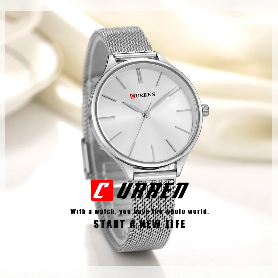 Новые женские часы из розового золота CURREN Модные наручные браслет Кварцевые
