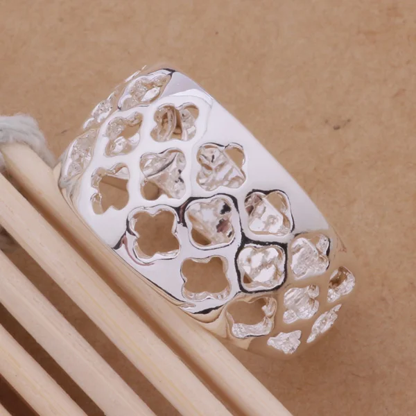 Мужские и женские полые кольца с клевером ювелирное изделие серебряным