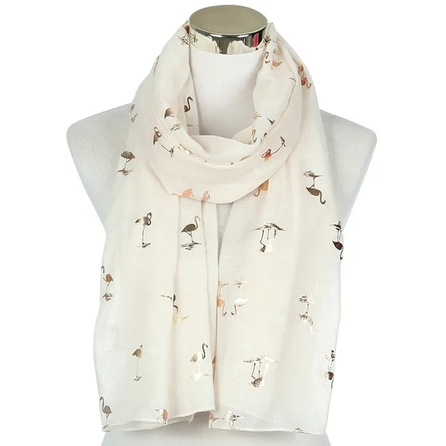 Beige Long Winfox розовый мятный зеленый шарф Круглый Женский блестящая бронзовая Фольга Золотой Фламинго лебедь кольцо шарф снуд платок для женщин - Цвет: Beige Long
