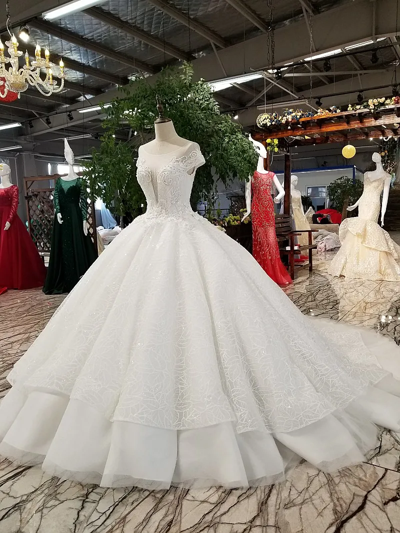 LS01480 свадебное платье кружевные цветы2018 Роскошное мантии венчания платья шарика