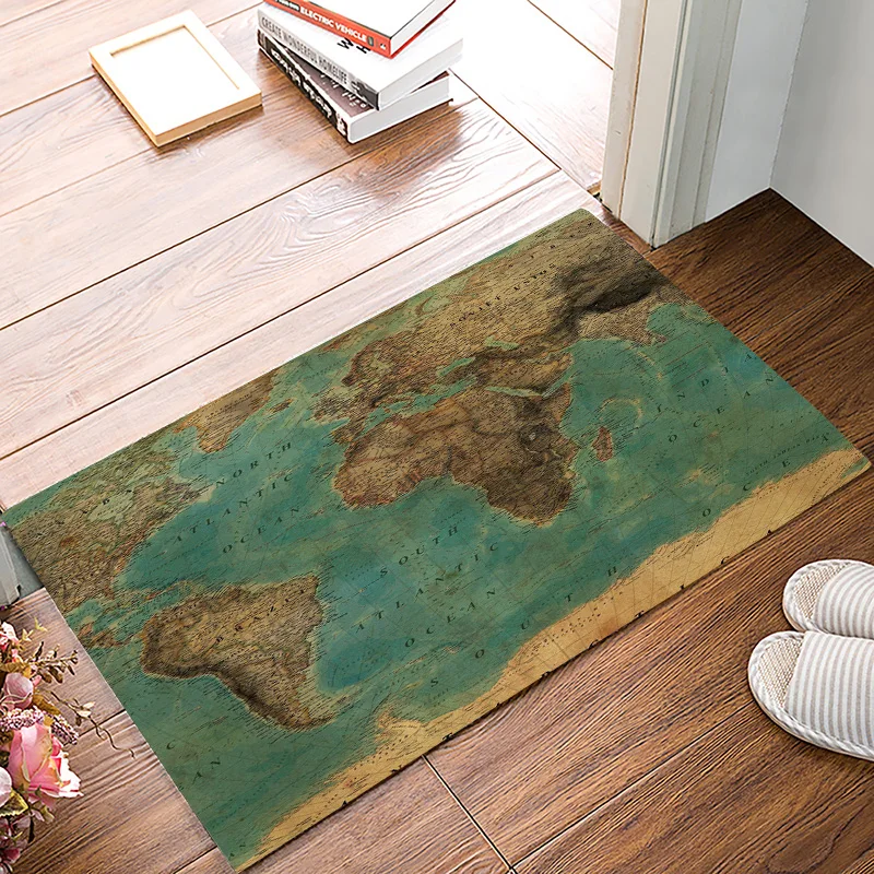 Ретро мир карта двери коврики кухня пол для ванной вход коврик комнаты декор | Дом