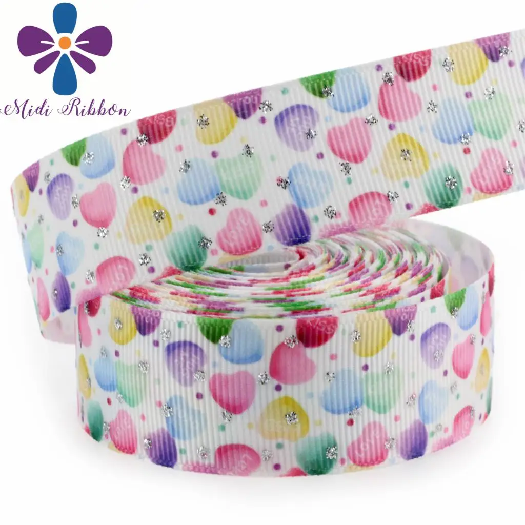 1 &quot25 мм Мини точки блеск проверьте джинсы Sweet Heart Отпечатано Grosgrain ленты DIY