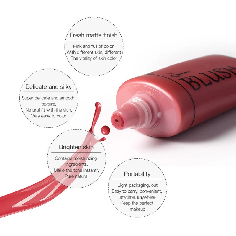 Pudaier 4 цвета жидкие румяна Водонепроницаемый лица Румяна ярче розовый персик крем