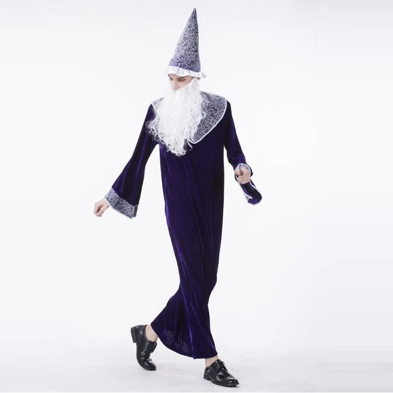 Мужской религиозный крестный костюм фиолетовый магический священника для