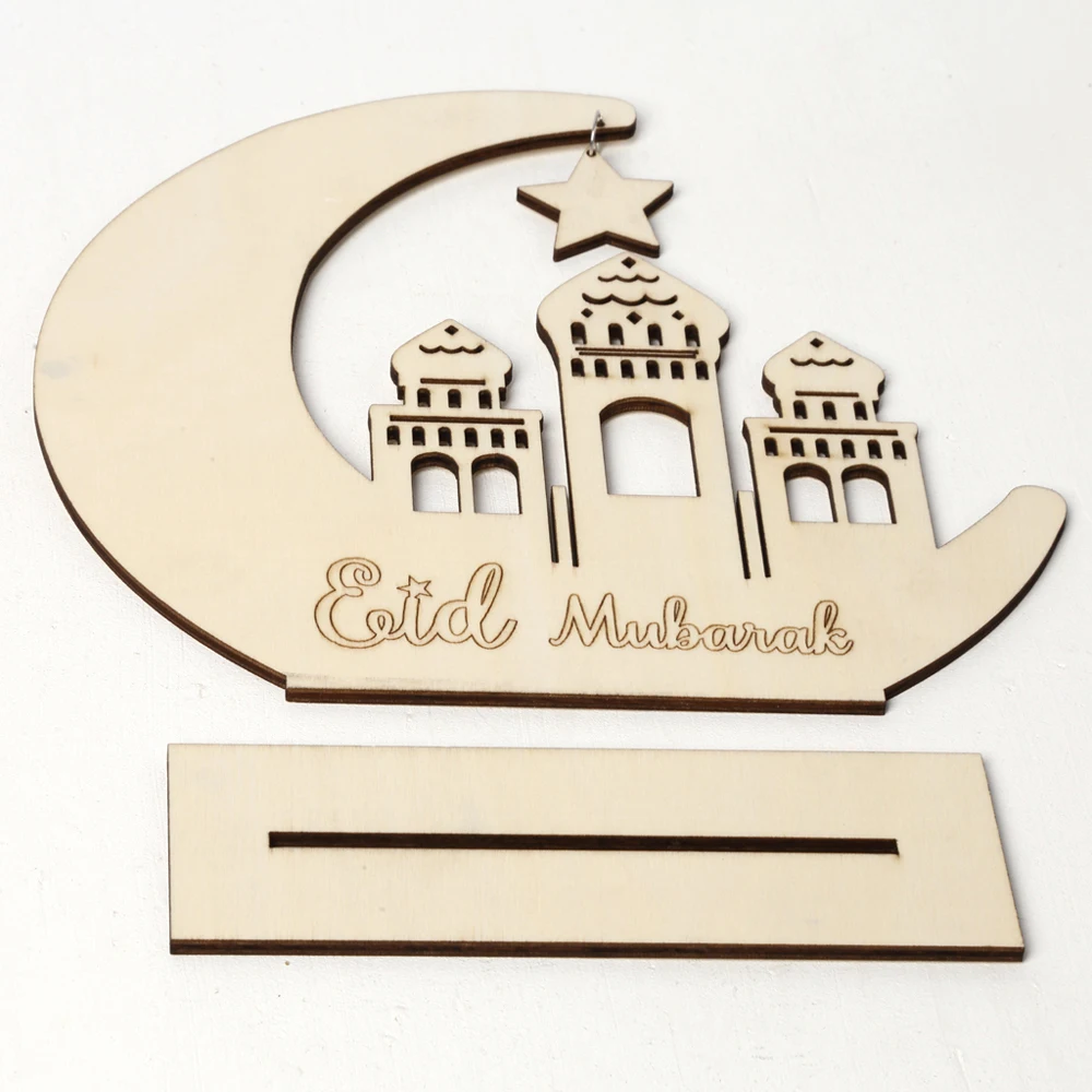 1 шт. Рамадан ИД Мубарак замок луна деревянный орнамент украшение для дома сделай