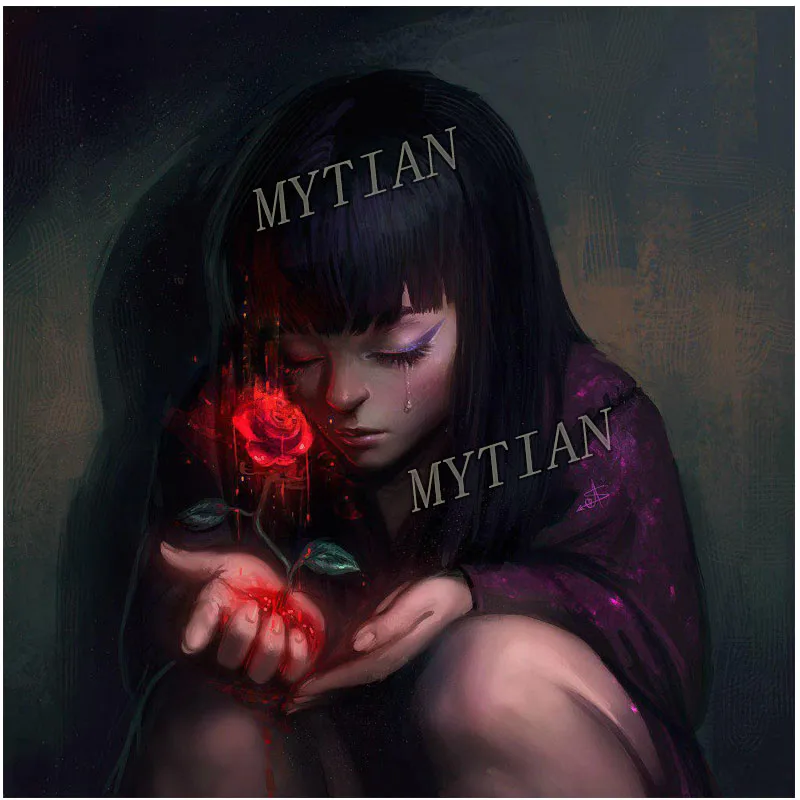 full square/round 5D diy diamond painting&quotsad girl &amprose&quot3D embroidery pattern resin cross stitch kit mosaic room decor sticker | Дом