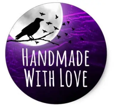 

1.5inch Handmade With Love Black Raven Product Packaging Classic Round Sticker