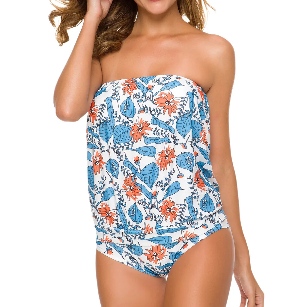 Женский купальник без бретелек бикини из двух частей пляжный купальный костюм