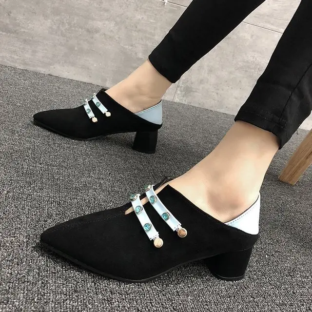 Homme/модные женские туфли лодочки на не сужающимся книзу массивном каблуке с