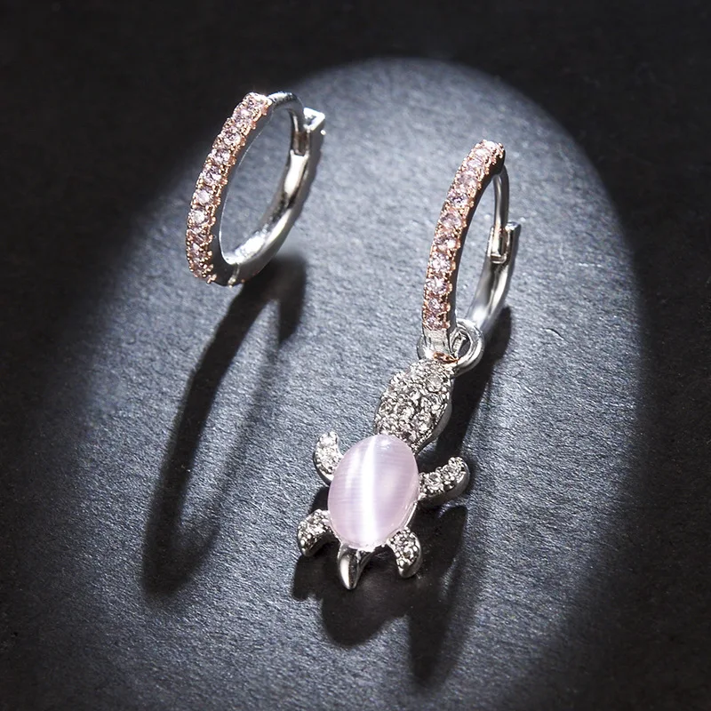 Известный Новый дизайн розовые циркониевые детские серьги с дизайном Черепаха