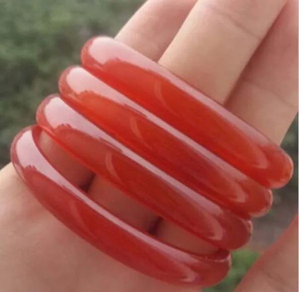 

58-62 mm Genuine Natural Red Agate Woman Bangle Thin Flat Bracelet as Love Gift