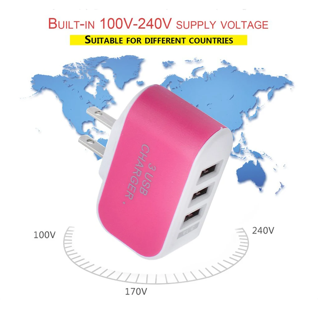 Новинка, 3 порта, тройной USB порт, настенное зарядное устройство для дома и путешествий, адаптер переменного тока, штепсельная вилка европейского стандарта, зарядное устройство для мобильного телефона