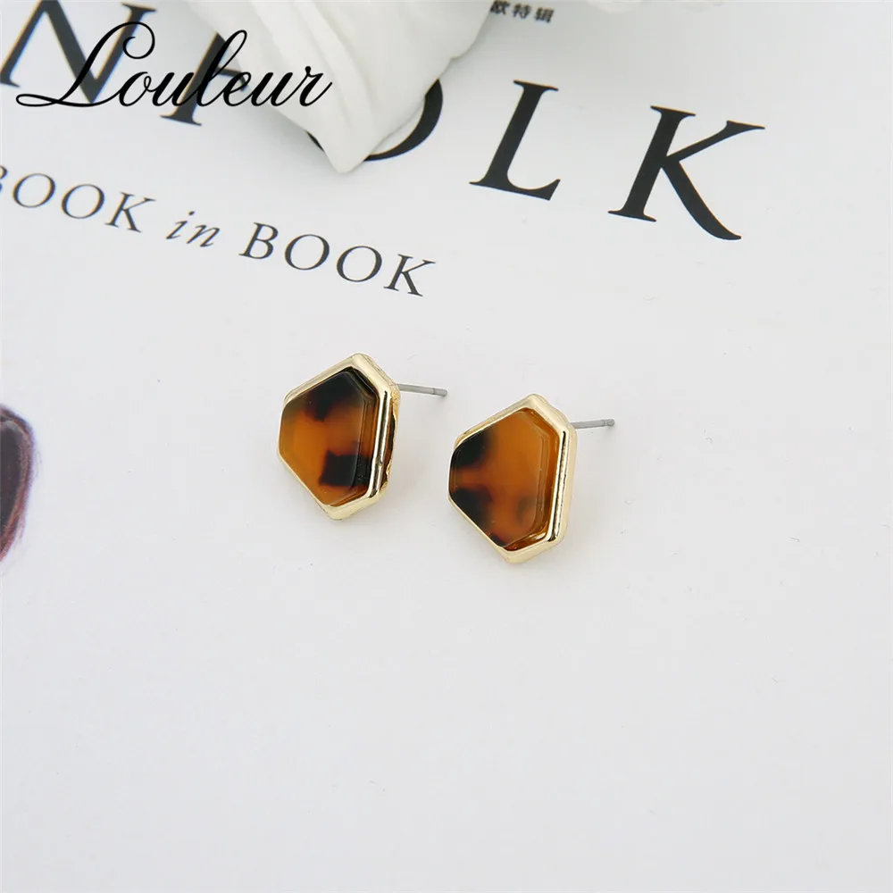 Louleur 2019 New Fashion Acrylic Leopard Stud Earrings Geometric Ladies Statement For Women Girl Party Jewelry | Украшения и