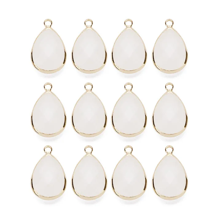 white LOULEUR 12 цветов капли воды, стекло подвеска KC Золото Медь Кристалл ожерелье и кулон для женщин Diy ювелирных изделий - Окраска металла: white