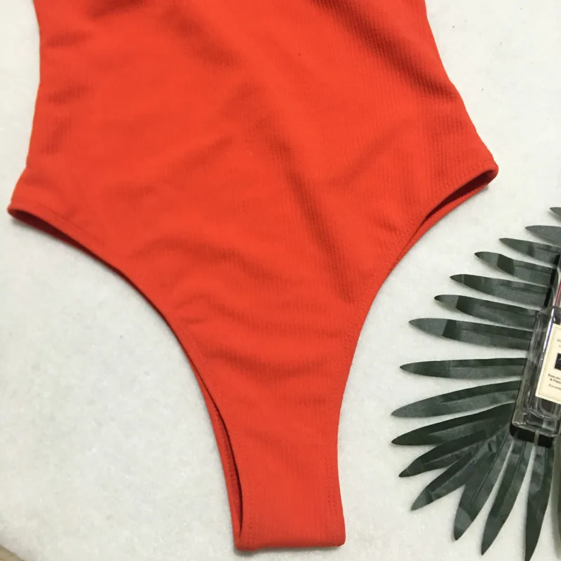 FDBRO купальник женский однотонный сексуальный купальный костюм ребристые цельные