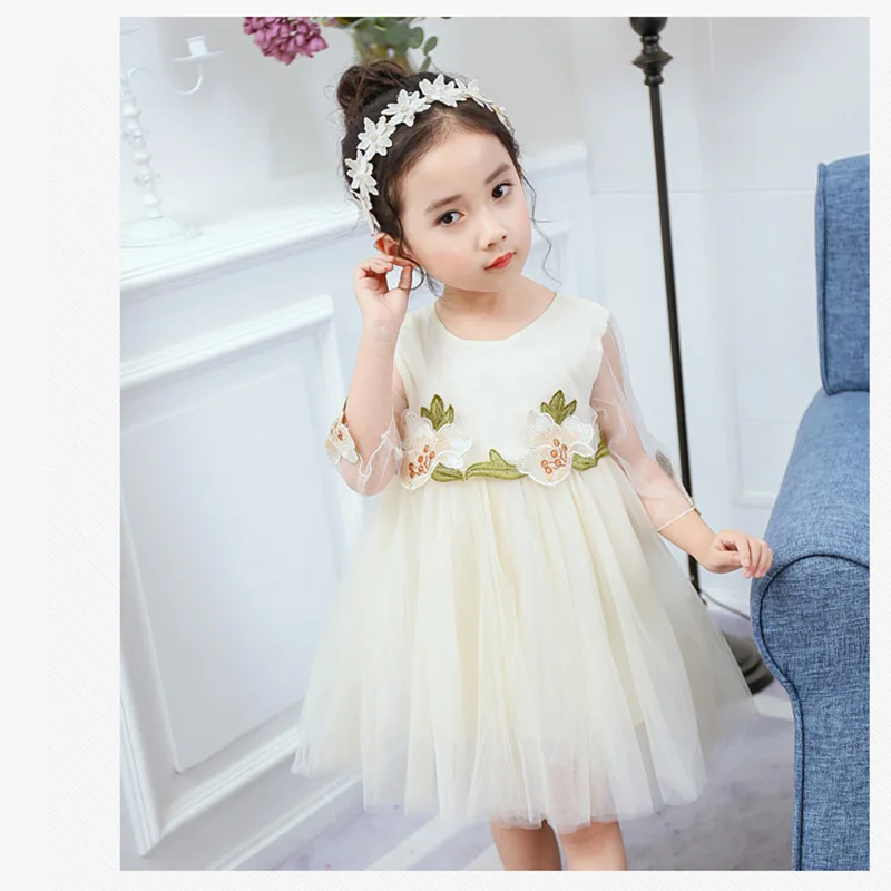 Модные кружевные платья с цветочной вышивкой для детей вечернее платье девочек