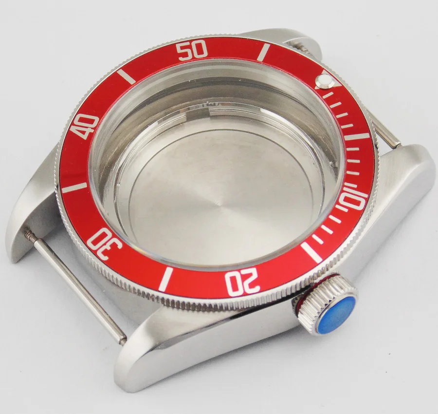 Чехол из нержавеющей стали с красным ободком и сапфировым стеклом для ETA 2836