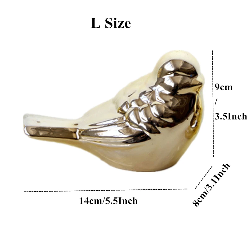 Gold Bird L Size VILEAD 2 размеры 5,5 ''3 ''керамика позолота фигурки птиц Magepies модель птицы Декор Творческий животных орнамент украшения дома - Цвет: Gold Bird L Size