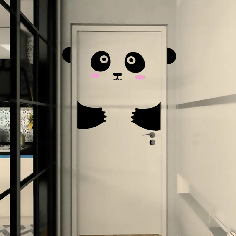 Мультяшные милые животные панда кошка дверь наклейка для детской комнаты