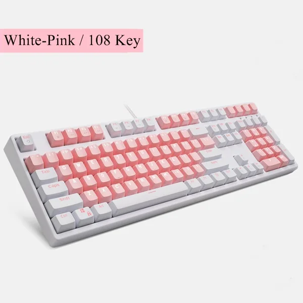White-Pink 108 Key Kananic розовый Эргономичный USB Проводная Механическая клавиатура ноутбук настольная клавиатура черный. Синяя, коричневая, красная ось - Цвет: White-Pink 108 Key