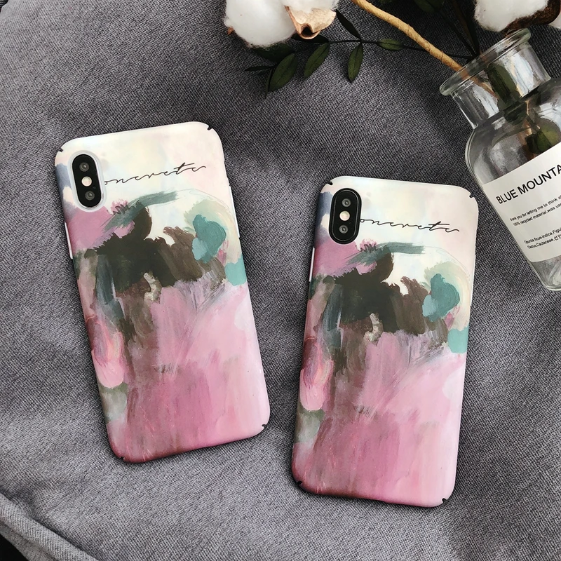Colorful Ink Printed Case For iPhone X 8 Plus Slim Hard Plastic Full Protective Cover 7 6 6S Coque |
