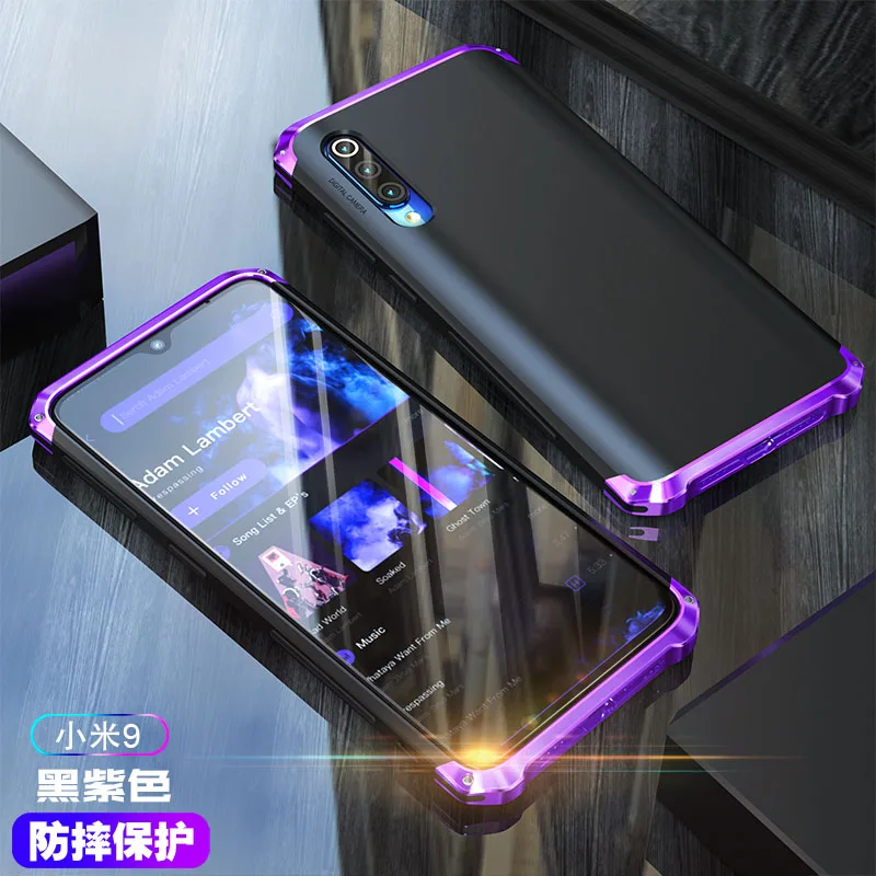Purple Black Чехол для Xiaomi Mi 9 9SE чехол Алюминиевый металлический бампер PC гибридная задняя крышка для Xiaomi Mi 9 SE завинчивающийся чехол для телефона - Цвет: Purple Black