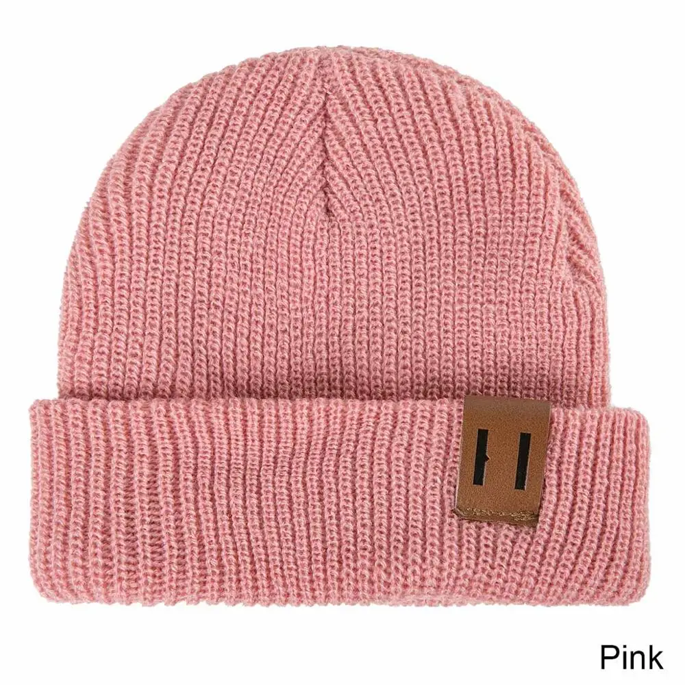children dark pink Новинка; зимняя шапка для мужчин, женщин и детей; Skullies Beanies; вязаная шапочка; шапки для родителей и детей; теплая однотонная детская мягкая шапка; шапка - Цвет: children dark pink