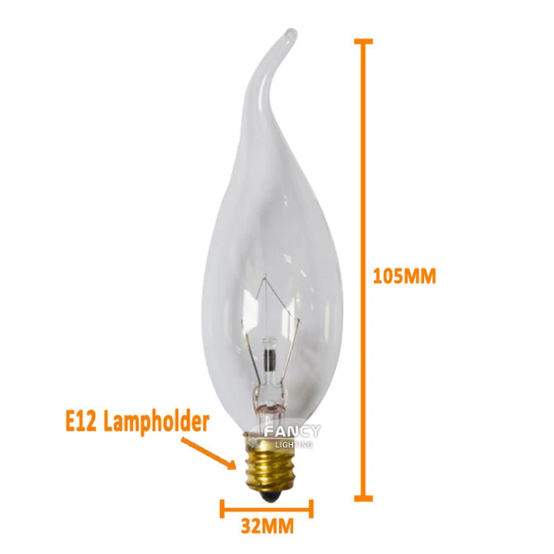 5 шт./лот E12 в винтажном стиле C35J/C35L Свеча хрустальная люстра edison лампа 110V Ретро