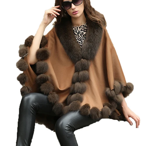 Женский настоящий кашемировый бренд Fox Fur Trim накидка/пальто/верхняя одежда/вечерние свадебные зимние 4 цвета