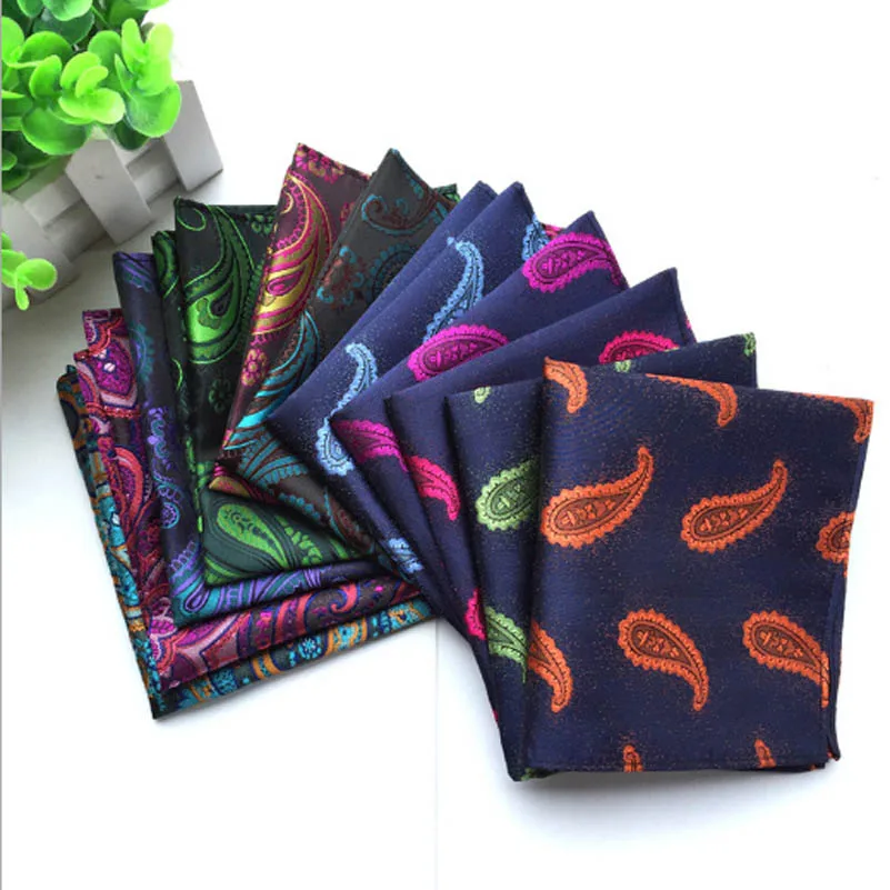Мужские Карманный площадь Hankerchief атласная Твердые Цветочный Пейсли Точка