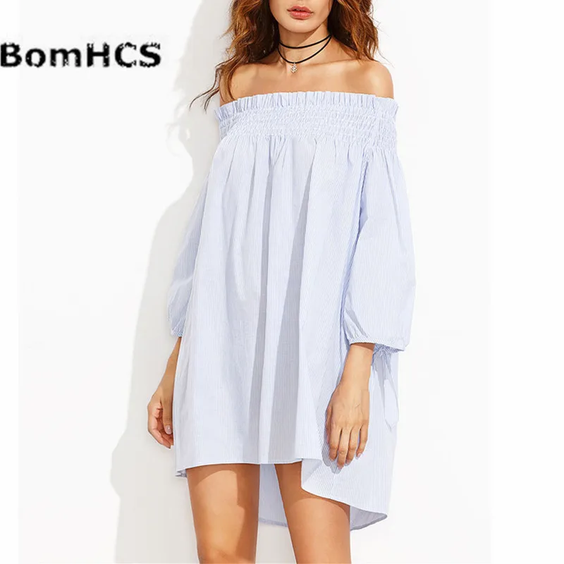 

BomHCS женское летнее сексуальное свободное пляжное платье с вырезом-лодочкой и открытыми плечами 17F-328QZ14