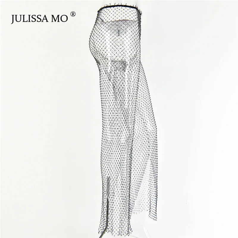 Julissa mo, бриллианты, сетчатые, сексуальные, с разрезом, широкие ноги, брюки для женщин, открытые, прозрачные, брюки,, летние, пляжные, вечерние, туника, брюки