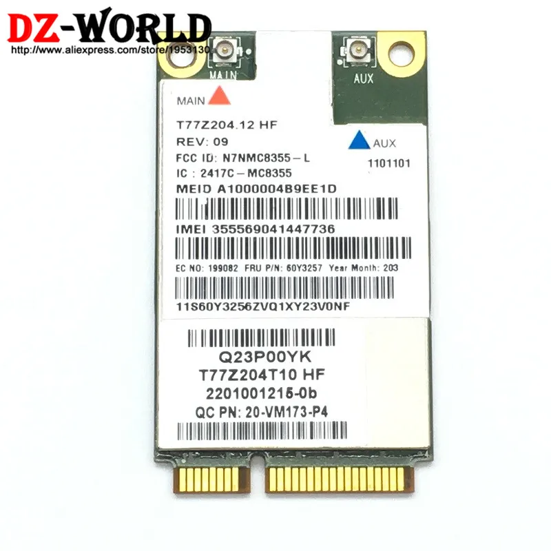 Разблокированная беспроводная сетевая карта Gobi3000 MC8355 3G GPS WWAN 60Y3257 Mini PCI e HSPA для