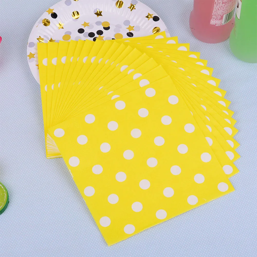 Одноразовые салфетки в горошек размер 13 х13 дюймов|Одноразовая посуда для