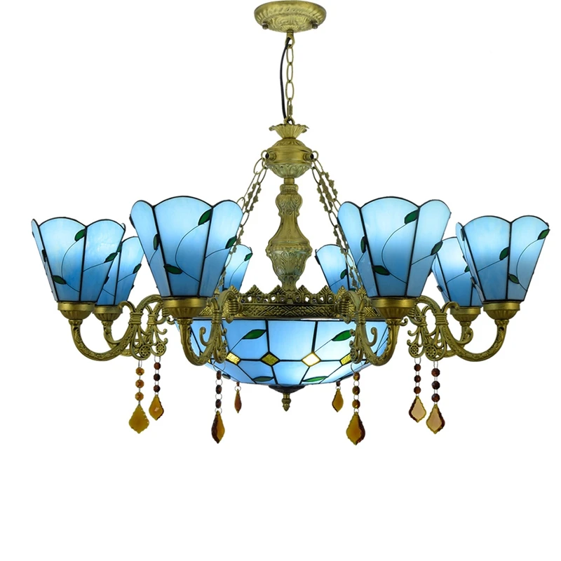Современные Простые средиземноморские синие подвесные лампы 68 головок для