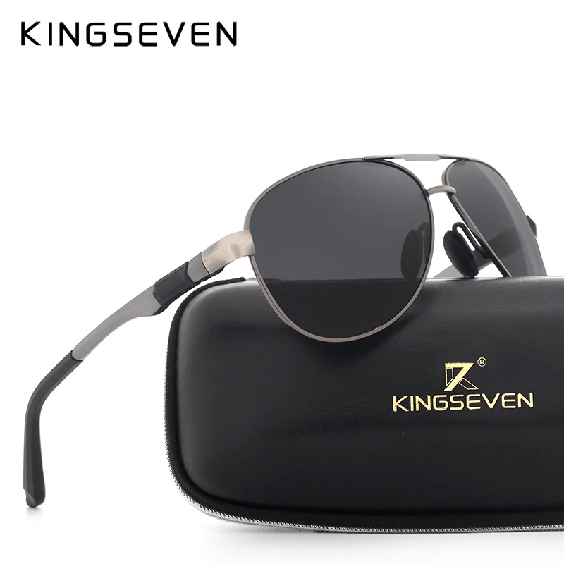 Мужские солнцезащ. Очки в оправе KINGSEVEN черно серые солнцезащитные очки из