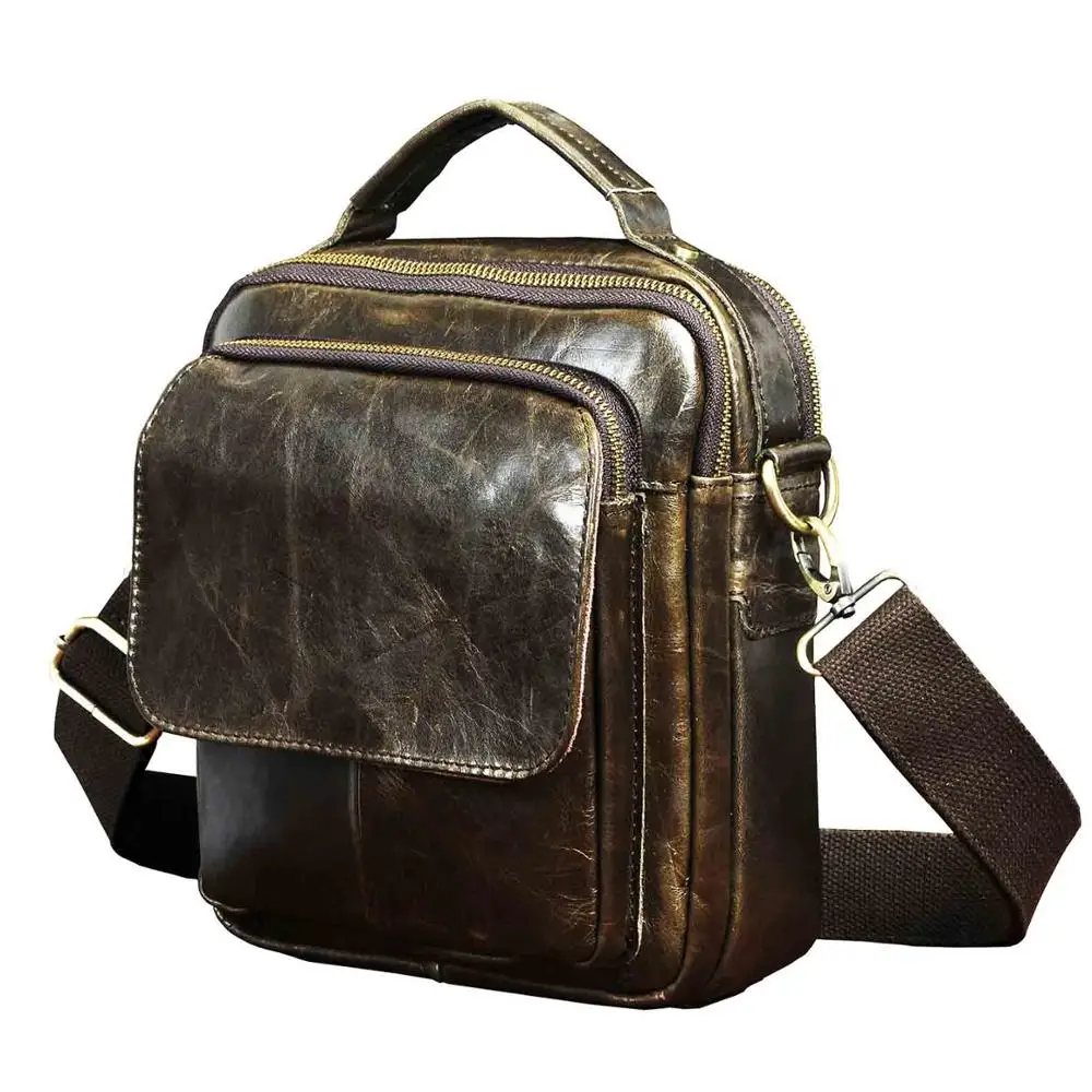 grey Качественная кожаная мужская модная повседневная сумка-мессенджер Mochila дизайнерская сумка через плечо сумка для планшета 147 г - Цвет: grey