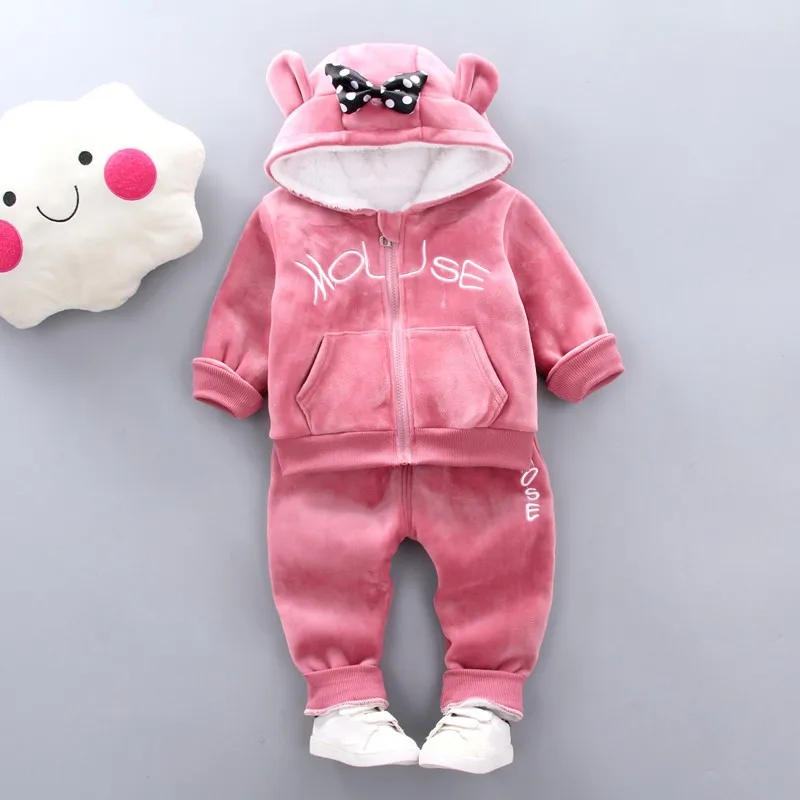 2 предмета Детская одежда для девочек Милые мягкие теплые топы с длинными