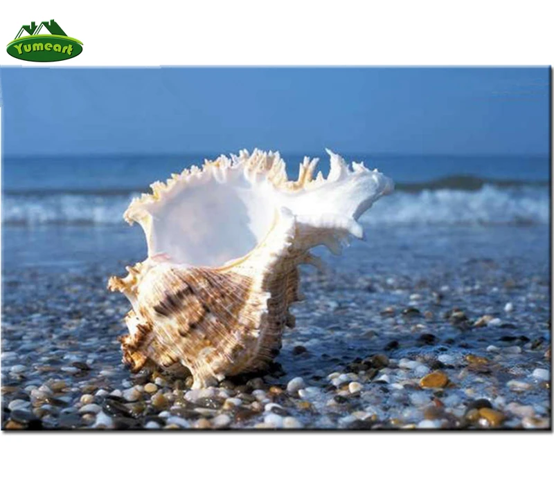 

YUMEART DIY Алмазная вышивка Shell 5D алмазная живопись вышивка крестиком пейзаж раковина Алмазная мозаика, стразы Настенная Наклейка