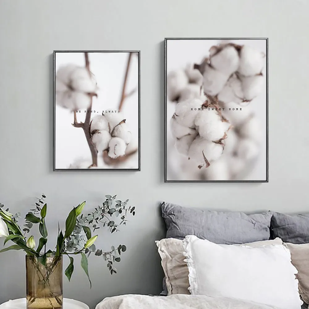 Хлопковый холст с цветочным принтом настенный художественный постер картина