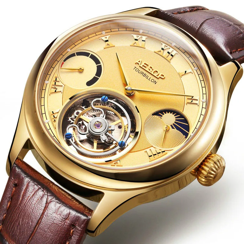 Мужские механические часы Moon Phase Tourbillon от ведущего бренда, роскошные часы с сапфировым циферблатом, часы с настоящим Tourbillon, мужские часы s relogio masculino